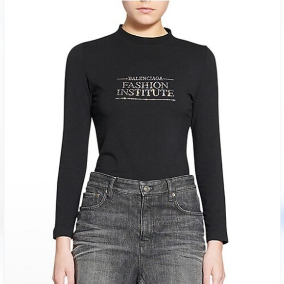 NWT$895 BALENCIAGA Fashion Institute Fitted Long Sleeve T-Shirt Top Sz XL - Picture 15 of 16